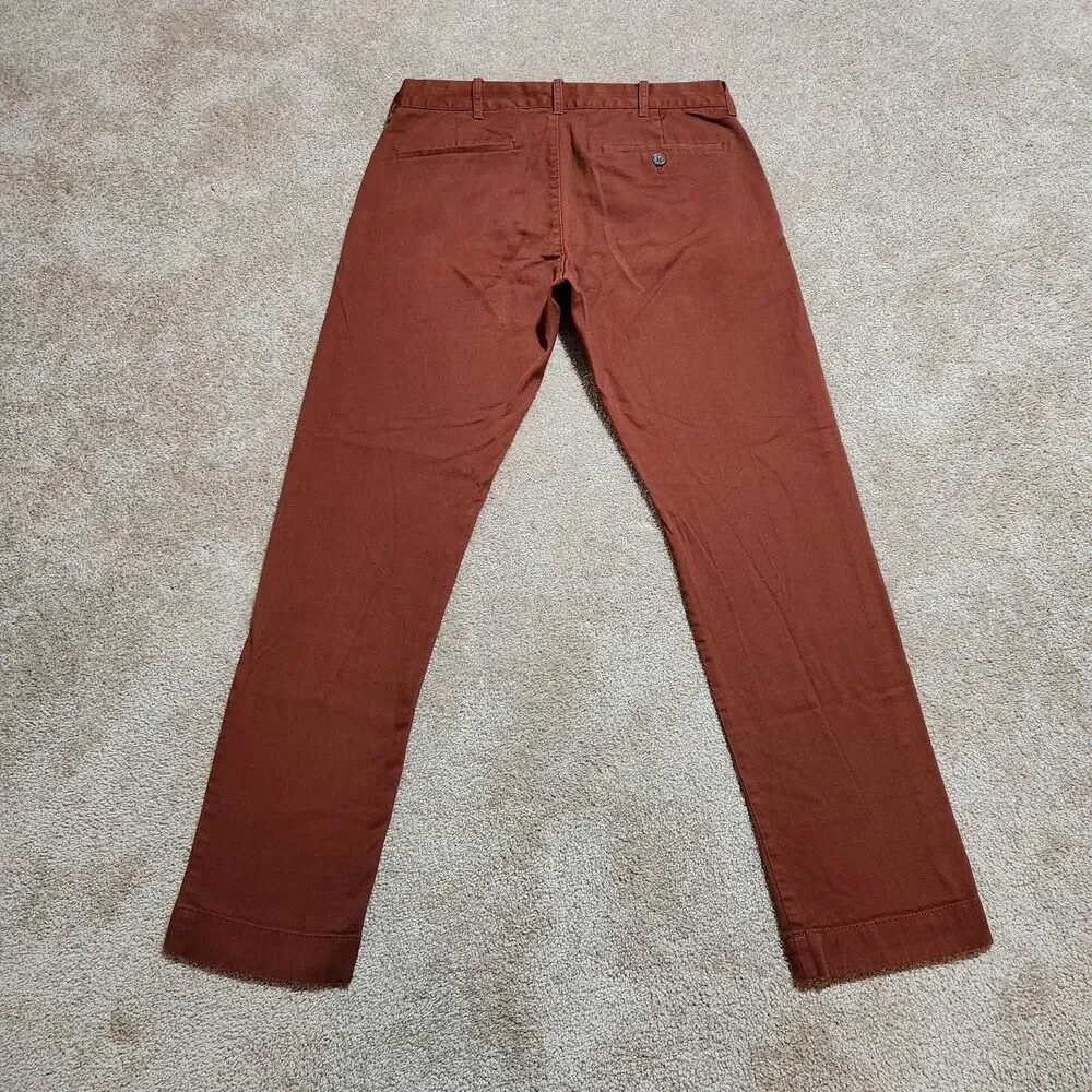 J. Crew Mercantile Pants Men 30x30(28.5) Burnt Orange Slim Straight
